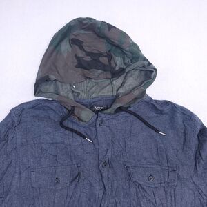 Urban Pipeline Casual Button Up Long Hoodie Mens Size Large L Gray Green